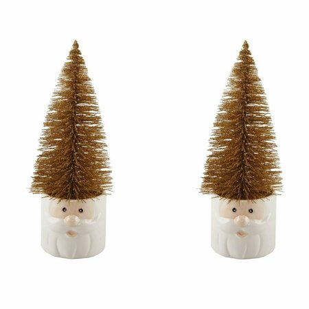 ESPECTACULO Set of 2 Mini 11 in. H Christmas Trees in Ceramic Santa ES2966007